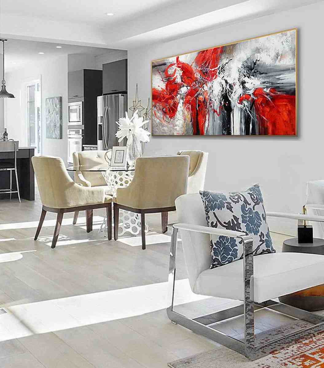 Modern Original Hand-painted Contemporary Textured Red Abstract FEX0J